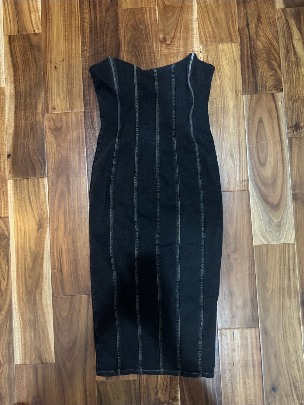 Fashion Nova Black Strapless Bodycon Midi Dress